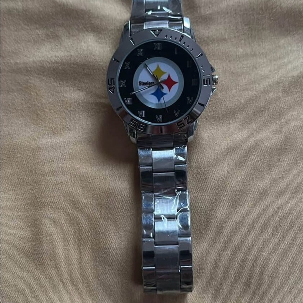 Silver Watch with Steelers Logo